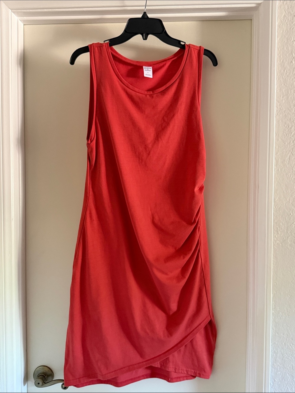 Melrose and Market Red Sleeveless Midi Dress with Side Ruching